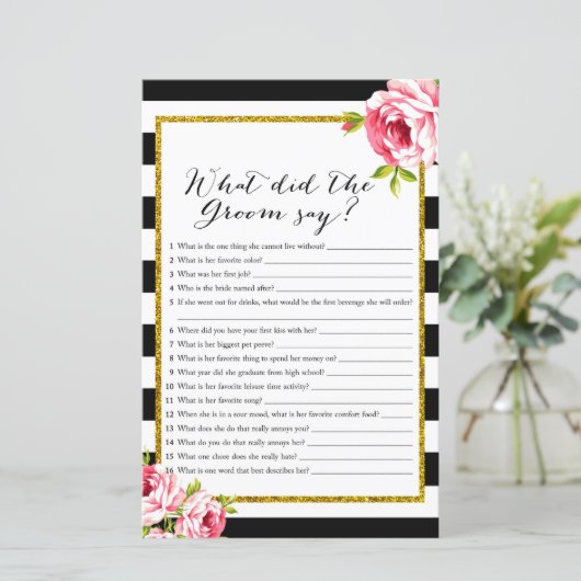 新郎が何と言ったか – ブライダルシャワーゲーム (スタンド正面)