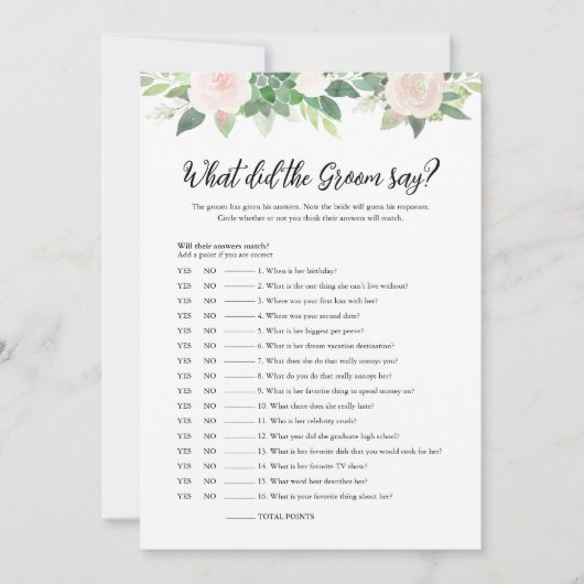 新郎が何と言ったかDEVONブライダルゲームカード 招待状 (正面)