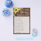 新郎が言うヒマワリブライダルシャワーゲームカード チラシ (シングル)