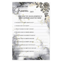 新郎が言う黒いバラブライダルシャワーゲームカード