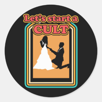 新郎さん、結婚おめでとう!カルト婚でいきましょう ラウンドシール