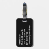 新郎と新婦の擬人化と黒いストライプ ラゲッジタグ (裏面縦)