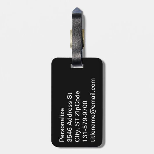 新郎と新婦の擬人化と黒いストライプ ラゲッジタグ (裏面縦)