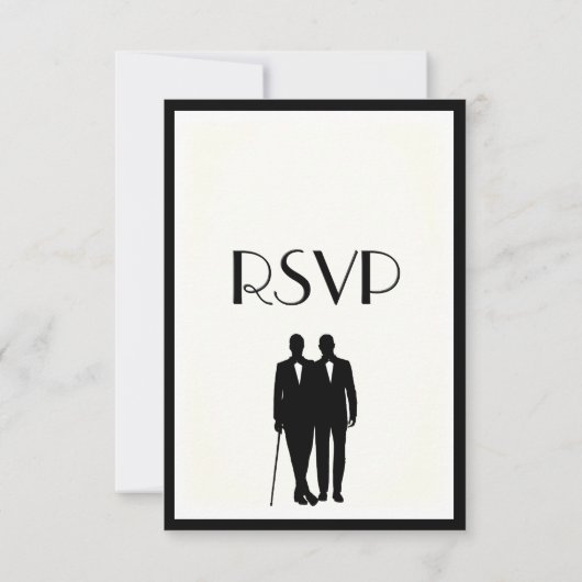 新郎と新郎メニューウェディングRSVPクラシッククリーム 出欠カード (裏面)
