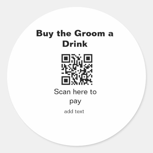 新郎に乾杯を買う QR コードをスキャンする仲人 ラウンドシール (正面)