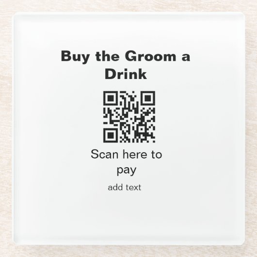 新郎に乾杯を買う QR コードをスキャンする ガラスコースター (正面)