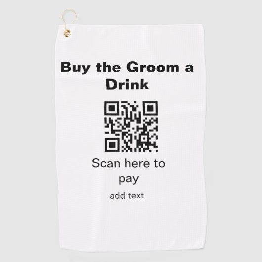 新郎に乾杯を買う QR コードをスキャン ゴルフタオル (正面)