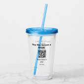 新郎に飲み代を払う仲人QRコードをスキャン アクリルタンブラー (裏面)