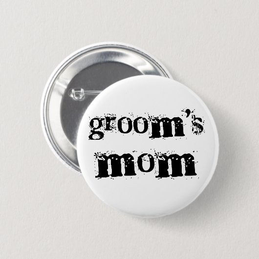 新郎のお母さんの黒の文字 缶バッジ (正面&裏面)