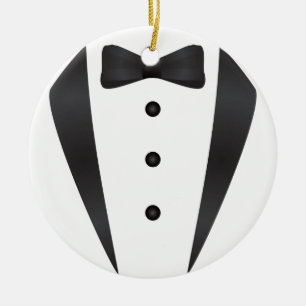 新郎のためのタキシードの結婚祝いそして支柱 セラミックオーナメント