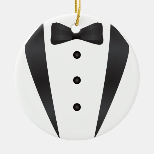 新郎のためのタキシードの結婚祝いそして支柱 セラミックオーナメント (正面)
