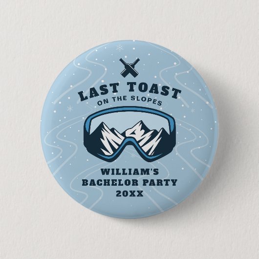 新郎のための最後の乾杯用品 斜面での最後の乾杯 缶バッジ (正面)