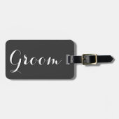 新郎のための結婚グレーと黒の荷物タグ ラゲッジタグ (正面横)