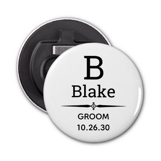 新郎のイニシャル入りボトルオープナー 栓抜き (正面)