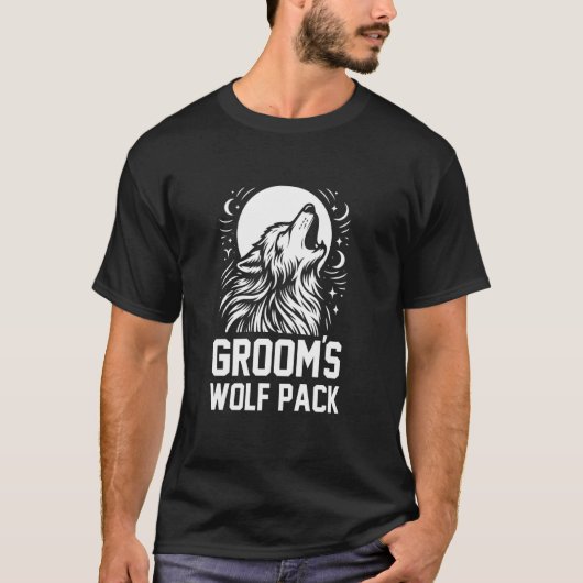 新郎のウルフパック独身パーティー仲間たち Tシャツ (正面)