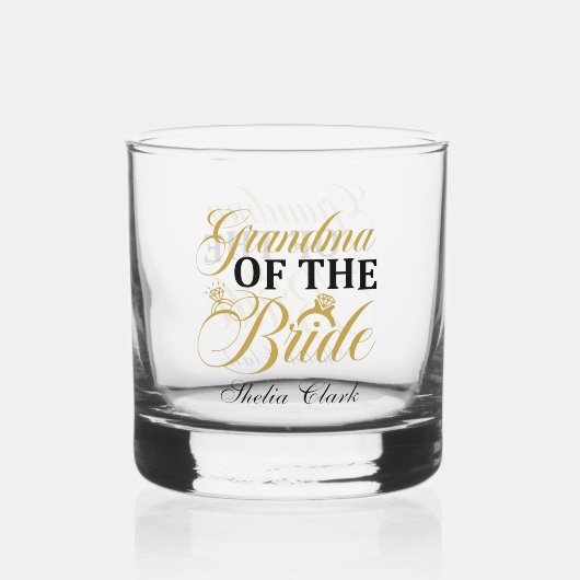 新郎のエレガントおばあちゃん名前を追加 ウイスキーグラス (正面)