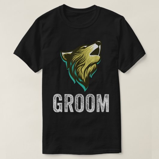 新郎のオオカミ独身パーティーの仲間たち Tシャツ (デザイン正面)
