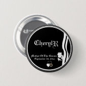 新郎のカスタムでクラシックな白黒母 缶バッジ (正面&裏面)