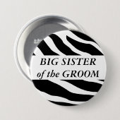 新郎のシマウマの結婚式ボタンの姉 缶バッジ (正面&裏面)