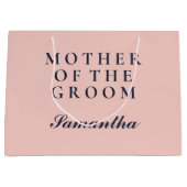 新郎のシンプルオックスフォード青とピンクの母親 ラージペーパーバッグ (正面)