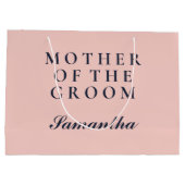 新郎のシンプルオックスフォード青とピンクの母親 ラージペーパーバッグ (裏面)