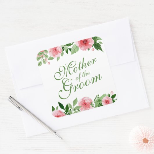 新郎のシール結婚シールの母 スクエアシール (封筒)