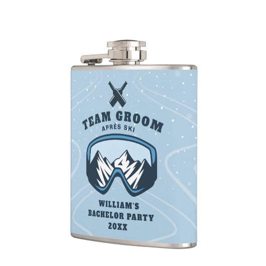 新郎のスキー場での独身パーティー フラスク (左)