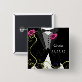 新郎のタキシードのちょうネクタイのテニスシューズの結婚式のバッジ 缶バッジ (正面&裏面)