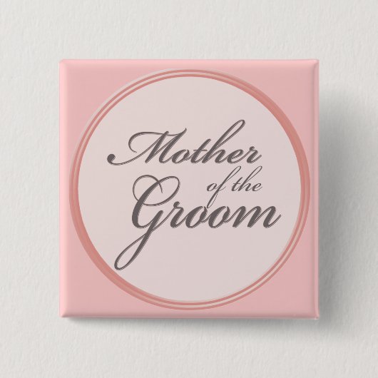 新郎のチャコールグレーの淡いピンクの母 缶バッジ (正面)