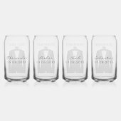 新郎のチーム名ブラックタキシード結婚のデート ガラス缶 (裏面)