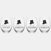 新郎のチーム名Top Hat結婚の日付 ステムなしワイングラス (正面)