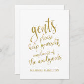 新郎のトイレバスケット ゴールド お手頃な結婚式の看板 (正面/裏面)