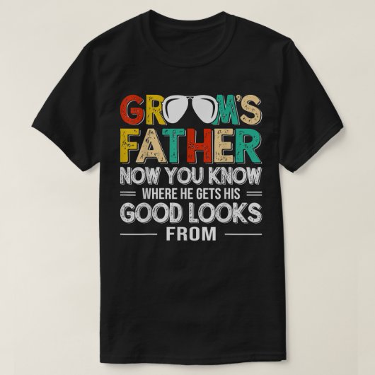 新郎のパパの衣装の結婚メンズの父おもしろい Tシャツ (デザイン正面)