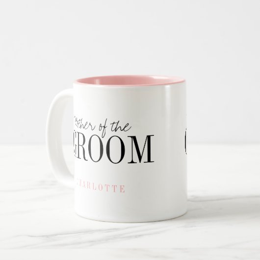 新郎のパーソナライズされたタイポグラフィの母親 ツートーンマグカップ (正面左)