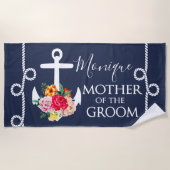 新郎のパーソナライズされた母結婚は ビーチタオル (正面)