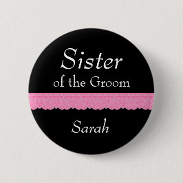 新郎のピンクのレースの結婚式の名前をカスタムするY139の姉妹 缶バッジ