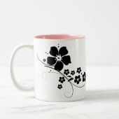 新郎のピンクの黒の母 ツートーンマグカップ (左)