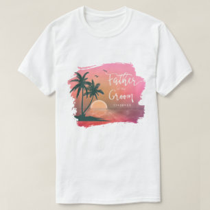 新郎のピンクID581の熱帯島の父 Tシャツ