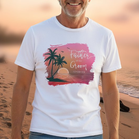 新郎のピンクID581の熱帯島の父 Tシャツ
