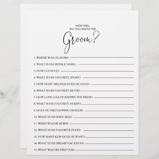 新郎のブライダルシャワー (正面/裏面)