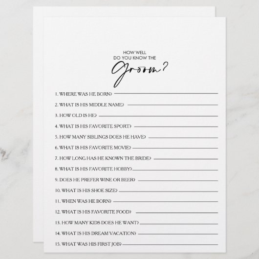 新郎のブライダルシャワー (正面/裏面)