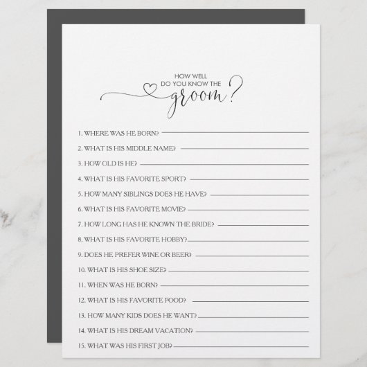 新郎のブライダルシャワー (正面/裏面)