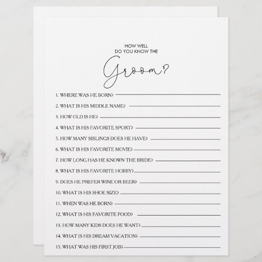 新郎のブライダルシャワー (正面/裏面)