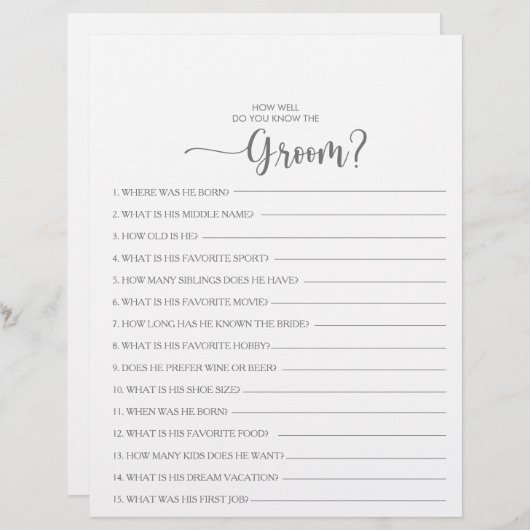 新郎のブライダルシャワー (正面/裏面)