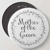 新郎のブライダルパーティの名札の母 缶バッジ (正面&裏面)