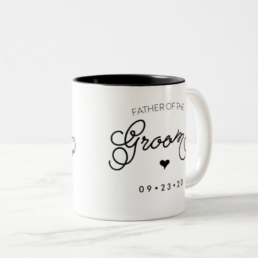 新郎のマグの父はあなたの日付を個人化します ツートーンマグカップ (正面右)