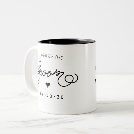 新郎のマグの父はあなたの日付を個人化します ツートーンマグカップ (正面左)