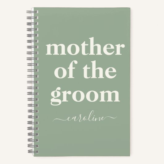 新郎のミニマル母モダン様 |セージグリーン   ノートブック (正面)