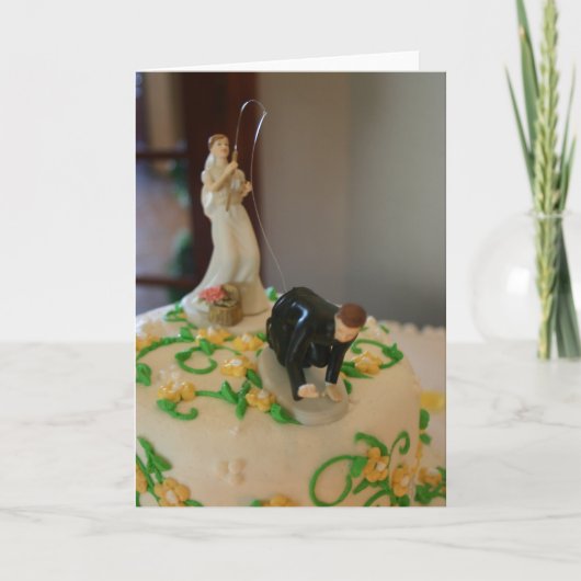 新郎のユニークな結婚式の招待状のための花嫁の魚釣り カード (正面)