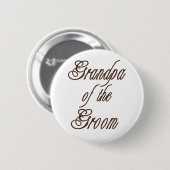 新郎の上品な茶色の祖父 缶バッジ (正面&裏面)